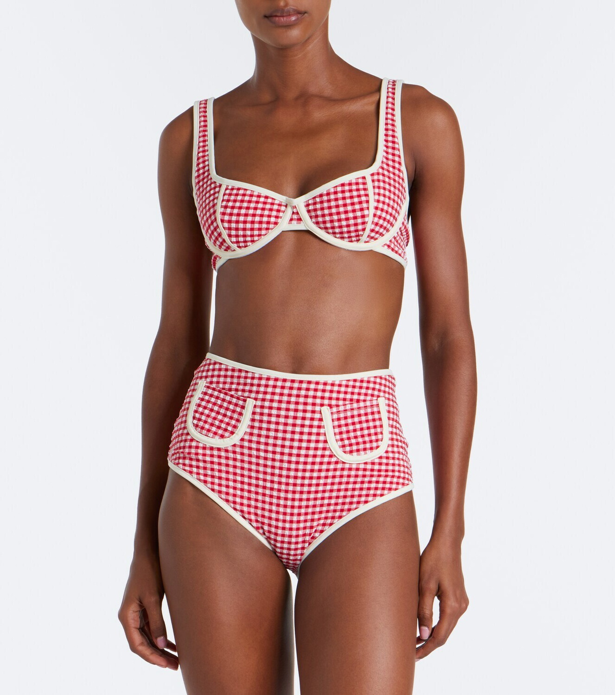 Montce Romy gingham seersucker bikini top