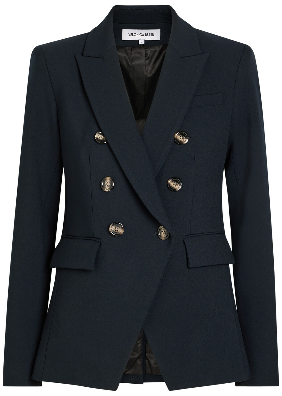 Veronica Beard Miller Dickey Horn Crepe Blazer Navy