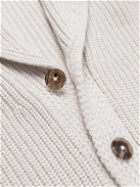 TOM FORD - Shawl-Collar Ribbed Cashmere and Linen-Blend Cardigan - Neutrals