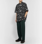 Balenciaga - Oversized Printed Cotton-Poplin Shirt - Black