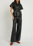 Skiim Marcella Wide-leg Leather Trousers Black