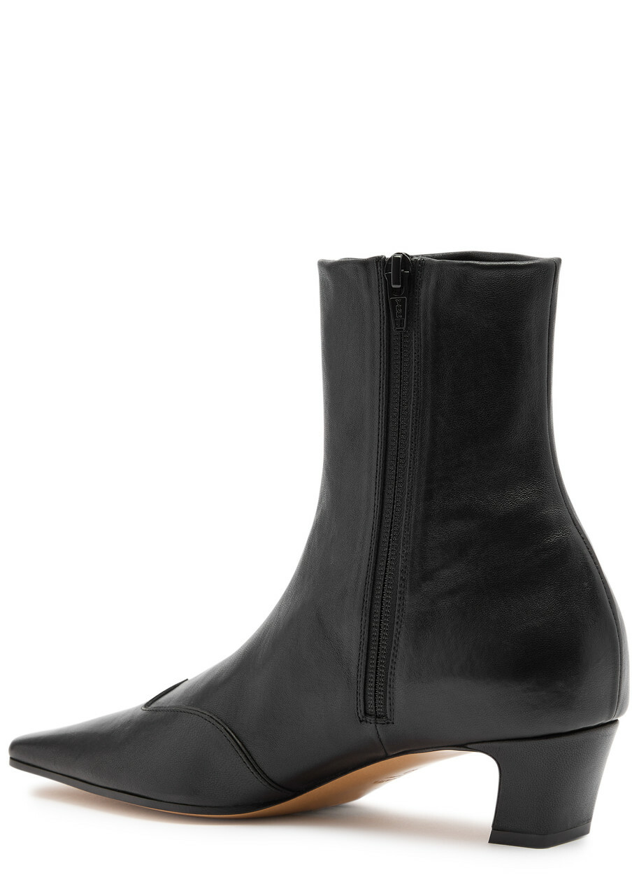 Khaite Nevada 40 Leather Ankle Boots Black