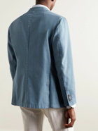 Boglioli - Unstructured Garment-Dyed Stretch-Cotton Drill Suit Jacket - Blue