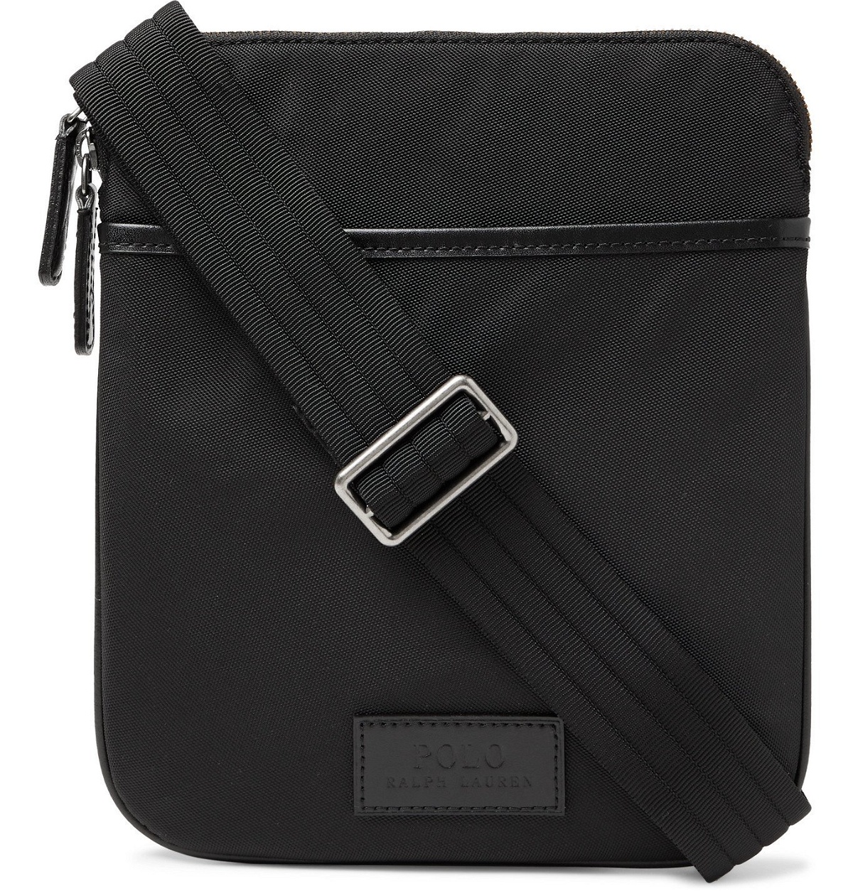 Photo: POLO RALPH LAUREN - Leather-Trimmed Nylon Messenger Bag - Black