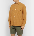 Mr P. - Convertible-Collar Garment-Dyed Lyocell, Linen and Cotton-Blend Shirt - Orange