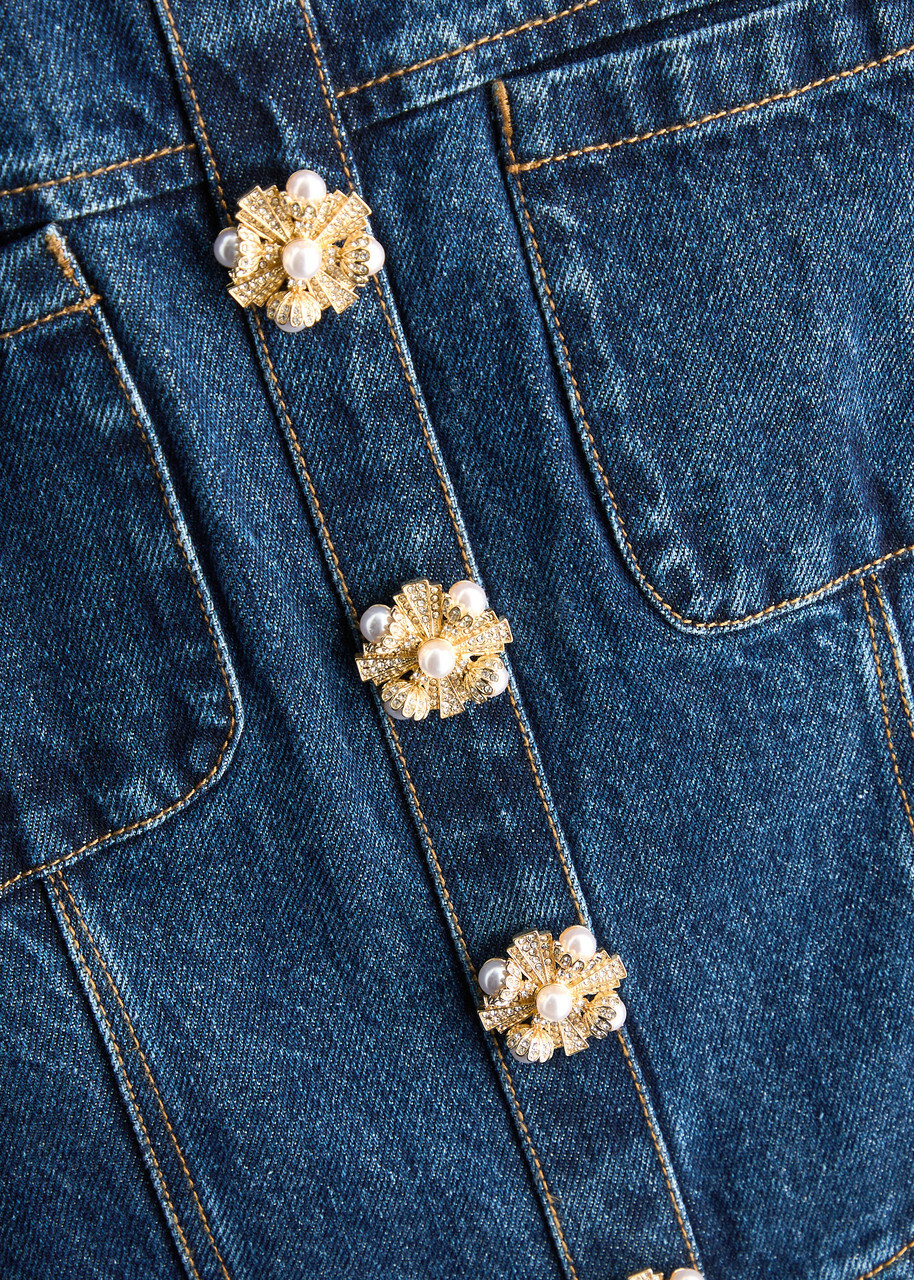 Self-portrait Embellished Denim Mini Dress