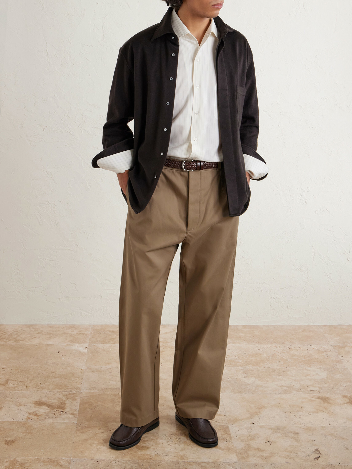 Loro Piana - Fuji Cleveland Cotton-Gabardine Wide-Leg Trousers - Brown