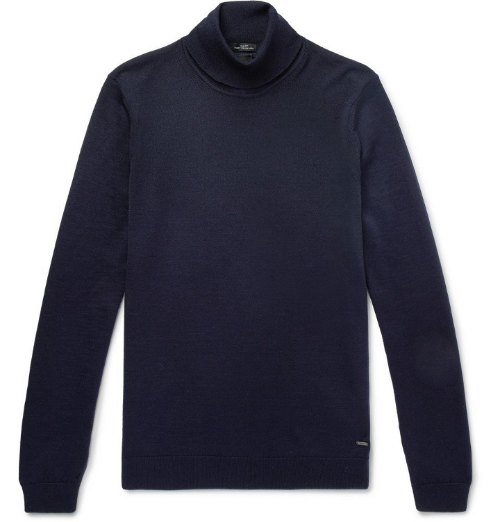 Photo: Hugo Boss - Slim-Fit Virgin Wool Rollneck Sweater - Men - Navy