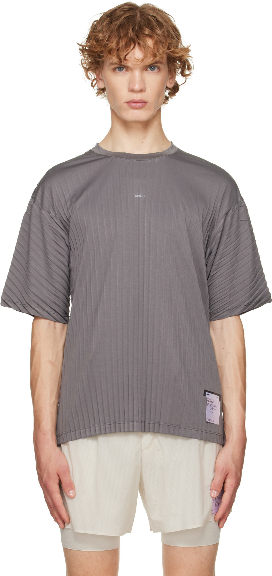 Satisfy Gray AuraLite Pleated Running T‑shirt