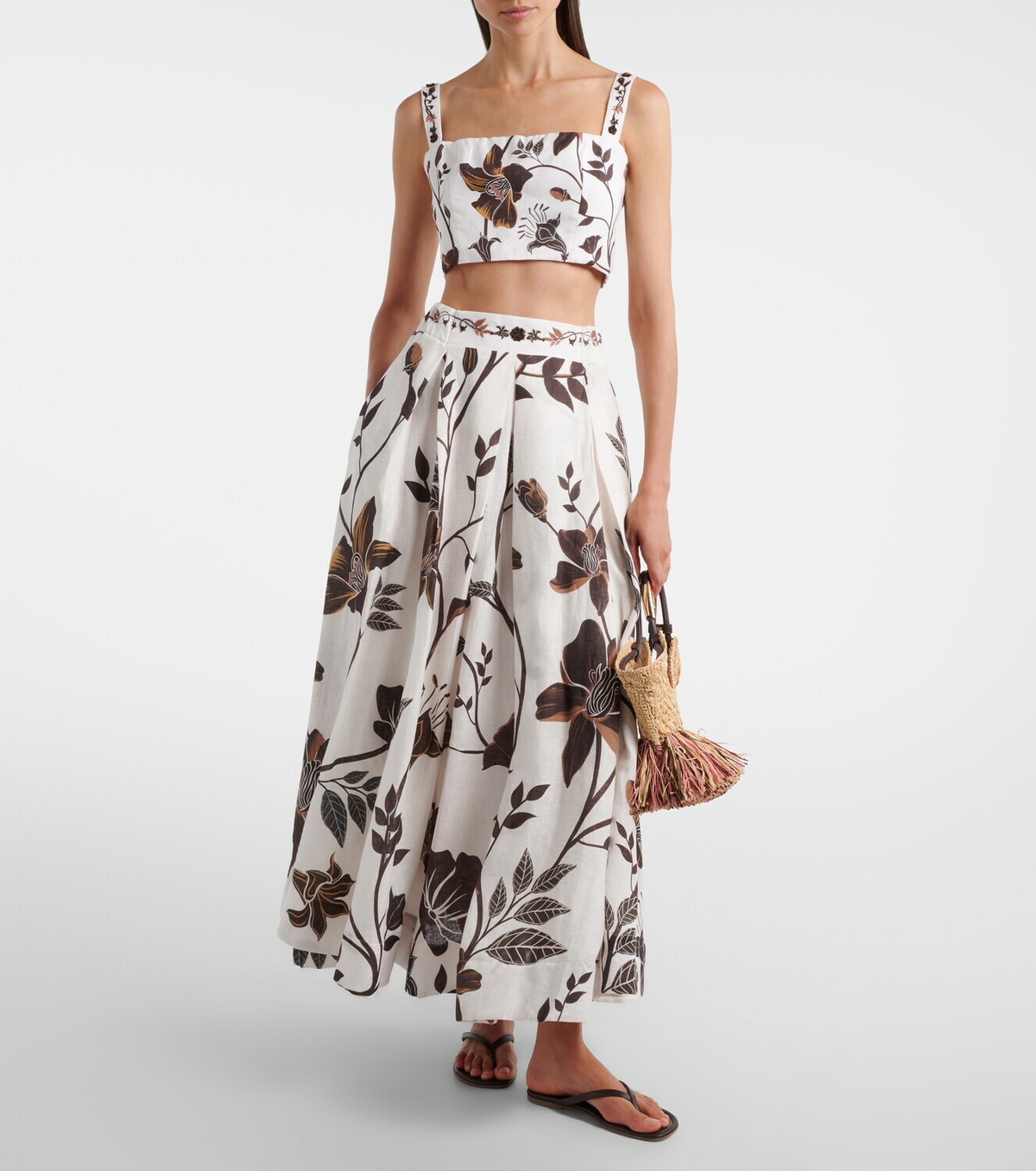 Agua by Agua Bendita Cacao floral linen crop top