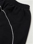Balenciaga - Wide-Leg Logo-Embroidered Cotton-Jersey Sweatpants - Black