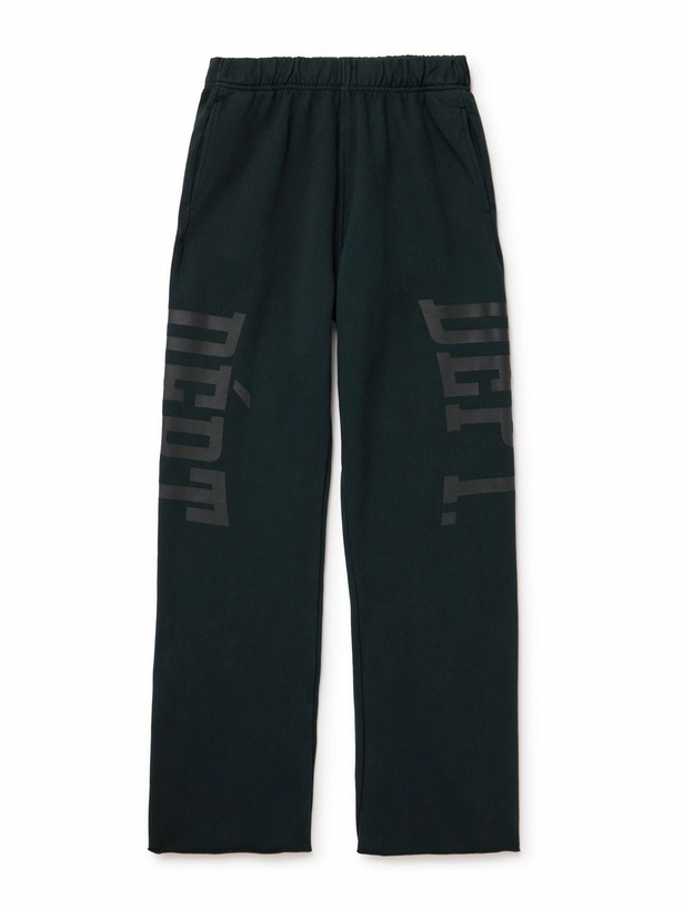 Photo: Gallery Dept. - Post Workout Logo-Print Wide-Leg Cotton-Jersey Sweatpants - Black
