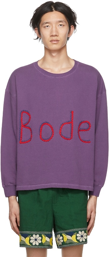 Photo: Bode Purple Rickrack Namesake Sweatshirt