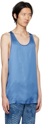 MM6 Maison Margiela Blue Embroidered Tank Top