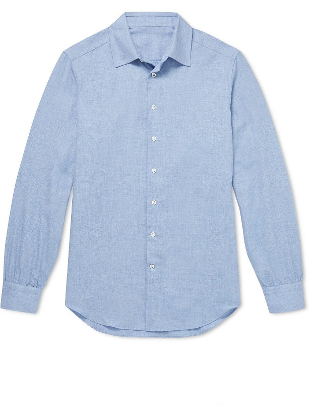Photo: Anderson & Sheppard - Cotton and Cashmere-Blend Shirt - Blue