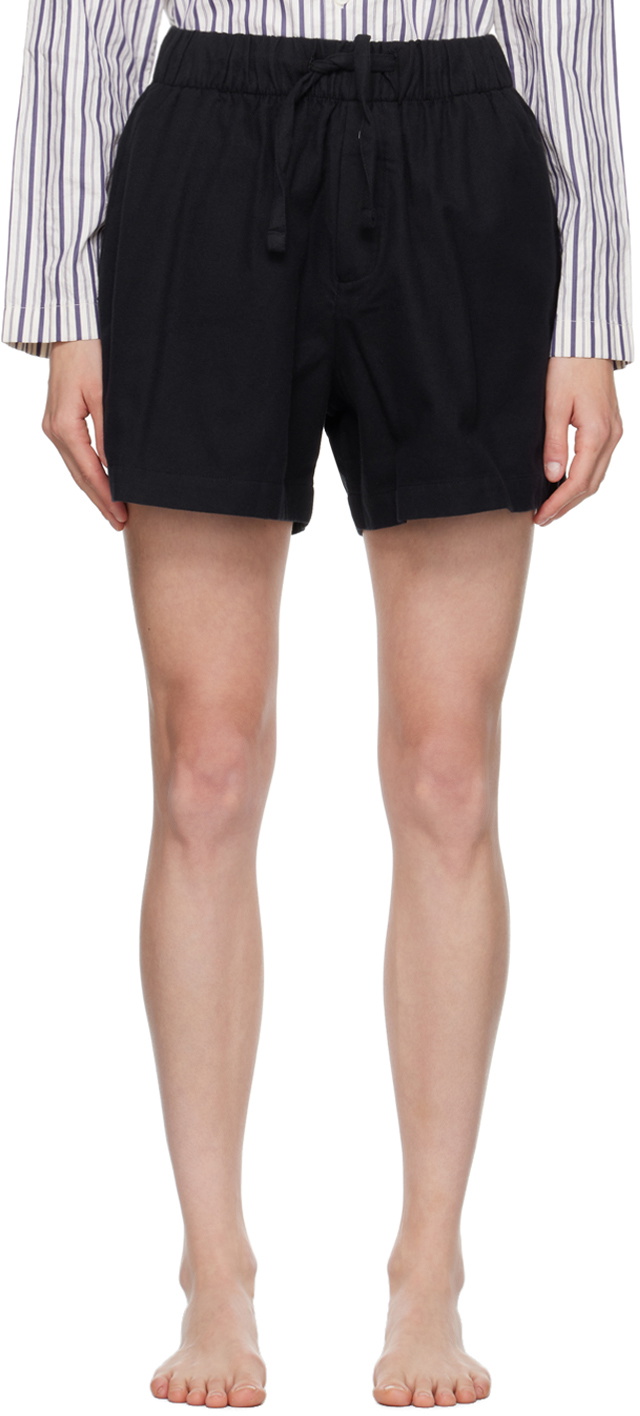 Tekla Black Drawstring Pyjama Shorts Tekla Fabrics
