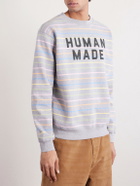 Human Made - Logo-Print Striped Cotton-Jersey Sweatshirt - Gray