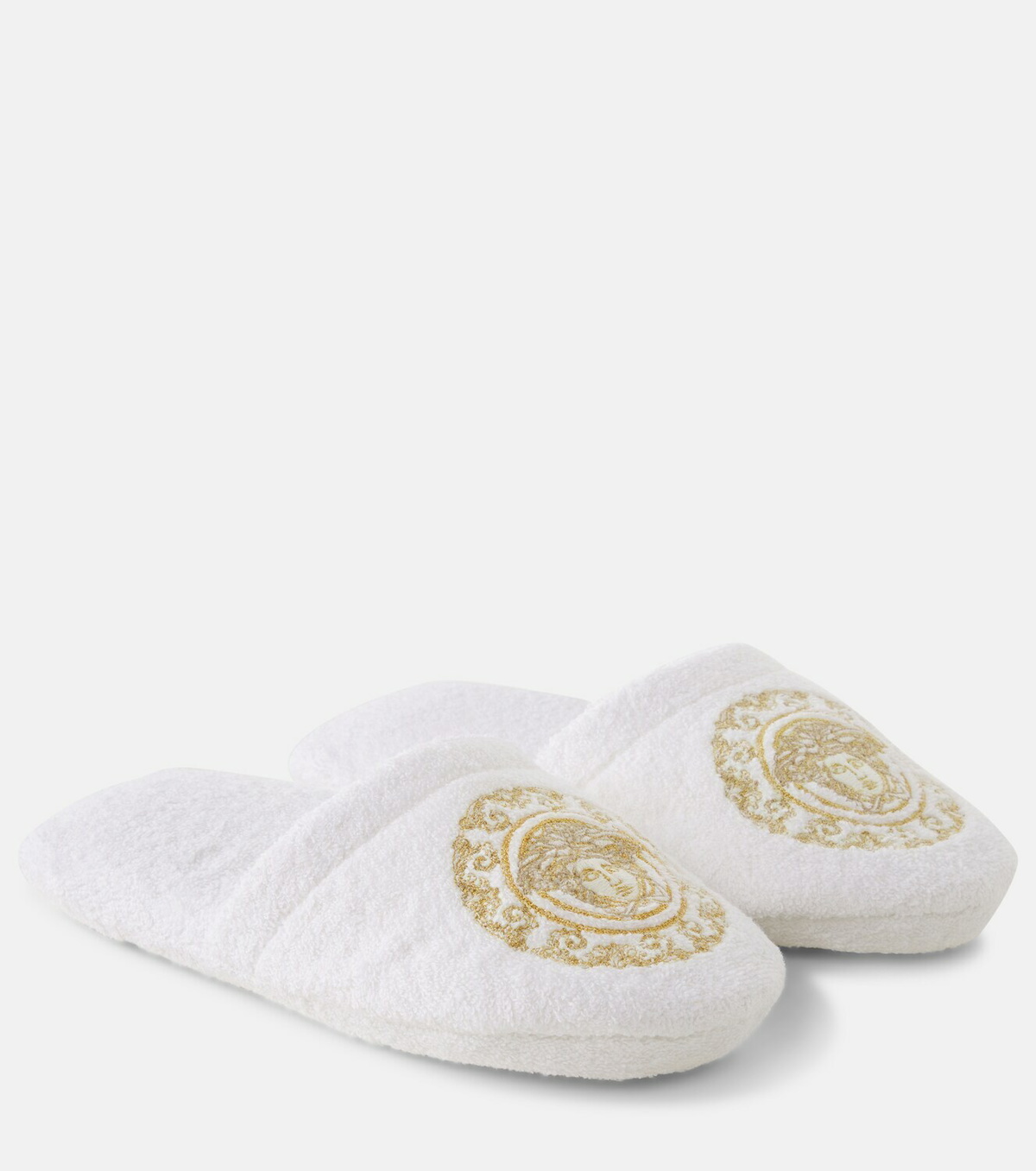 Versace Home Cotton and linen terry slippers