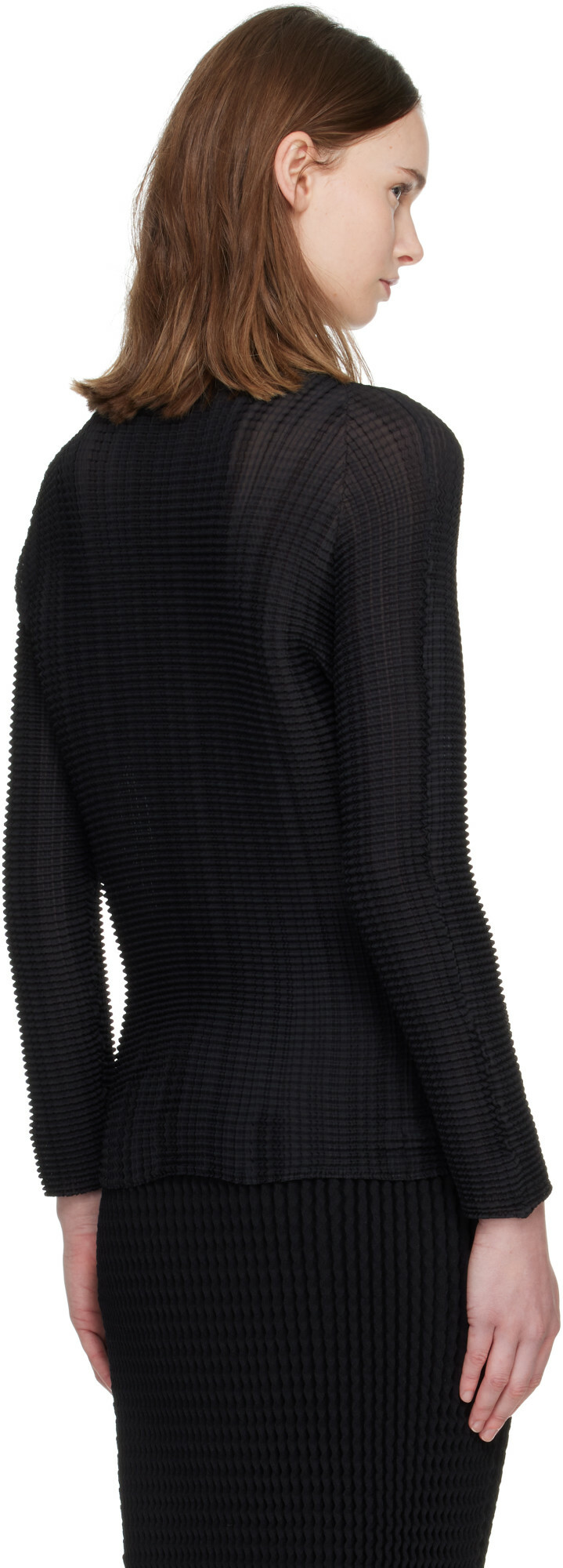 ISSEY MIYAKE Black Wooly Pleats Top
