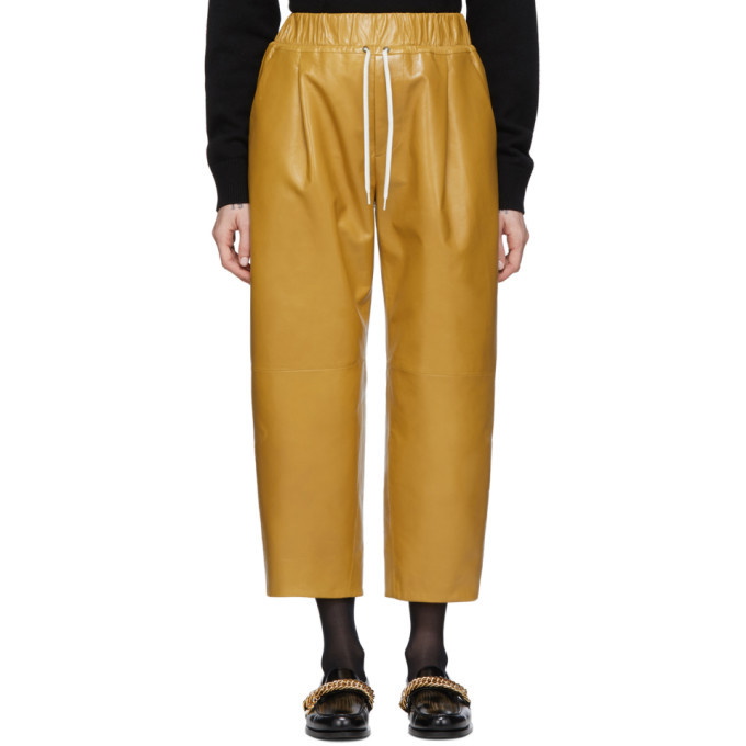 Photo: Givenchy Yellow Leather Drawstring Trousers