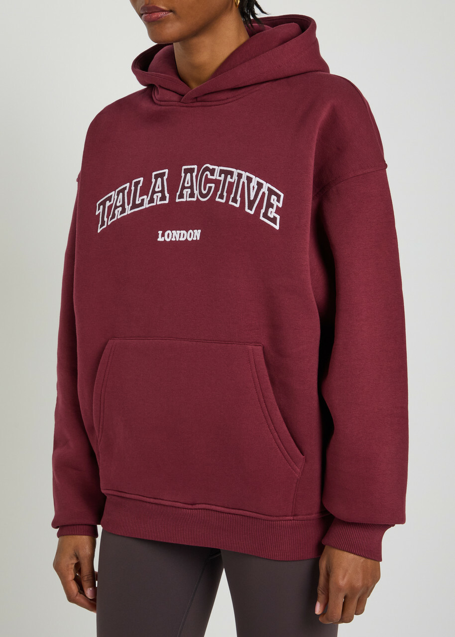 Tala Logo-embroidered Hooded Cotton-blend Sweatshirt Dark Red