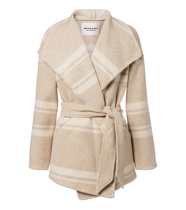 Photo: Marant Etoile Brea striped wrap coat