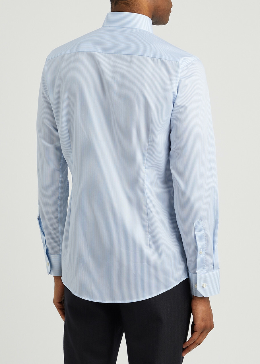 Eton Striped Cotton Shirt Blue And White