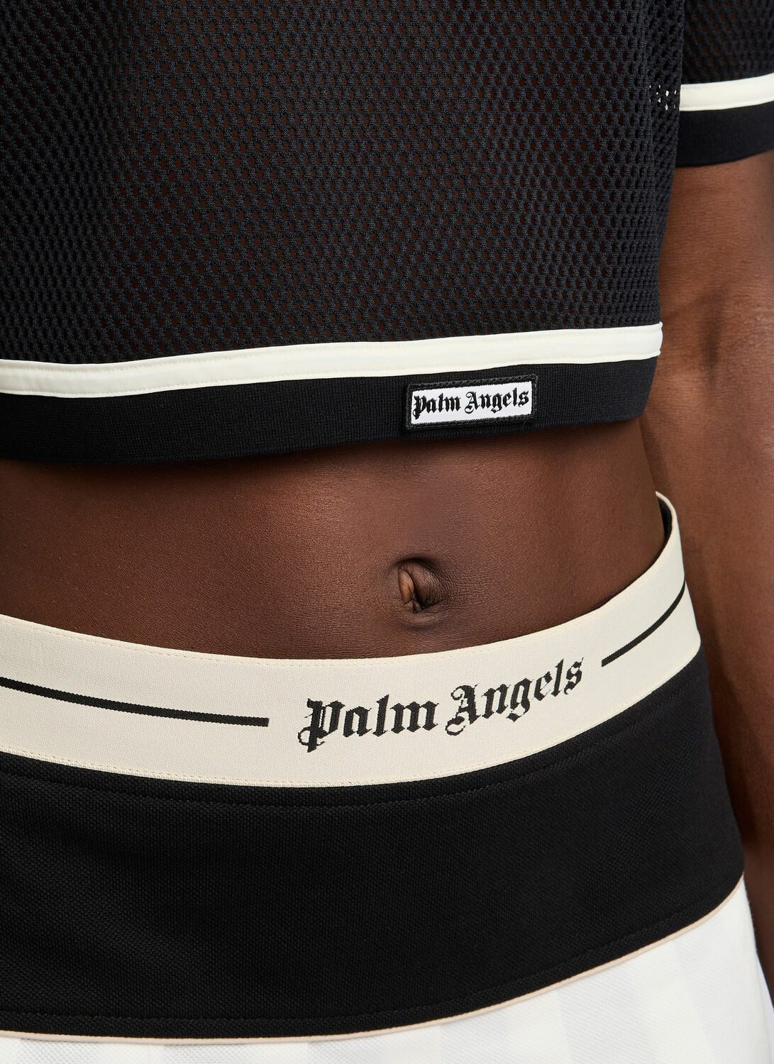 Palm Angels Logo Mesh Cropped Top