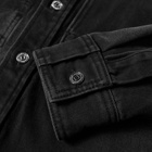 Wooyoungmi Men's Back Logo Brush Stroke Denim Shirt in Black