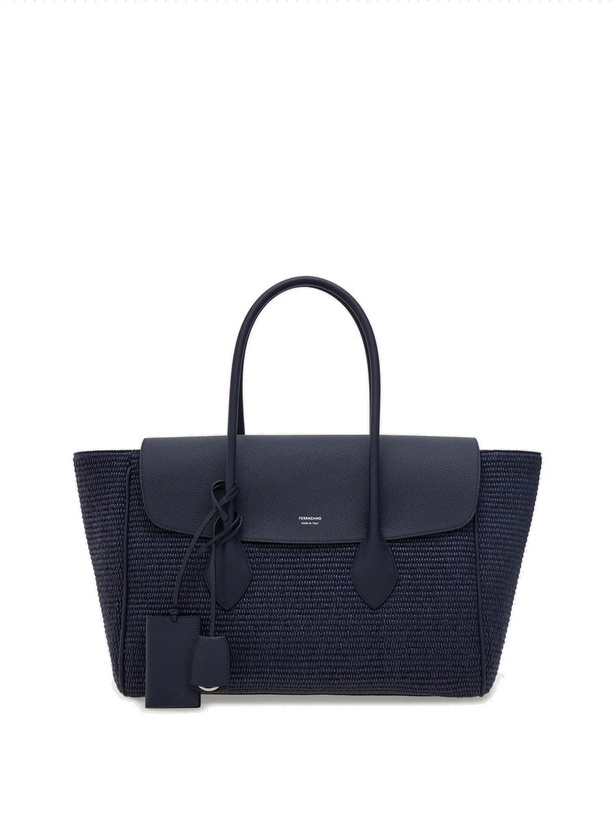 Photo: Ferragamo Mens East-West tote bag (L) in Blue