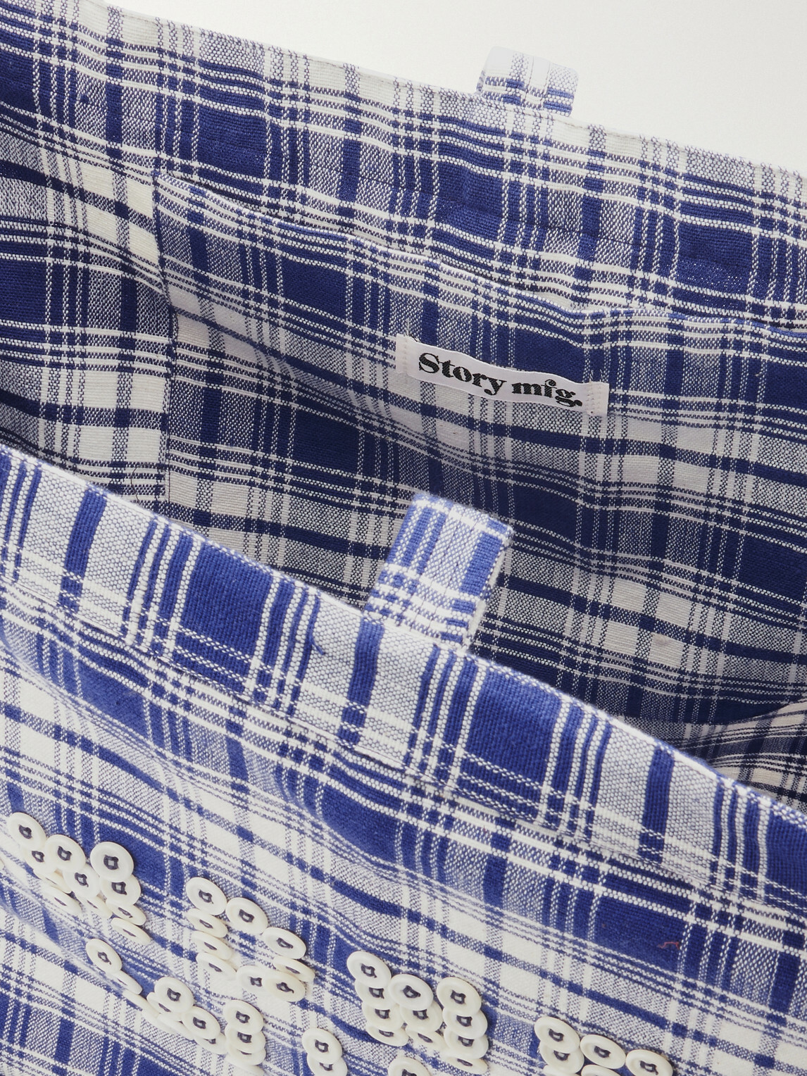 Story mfg. - Big Shop Embellished Checked Cotton Tote