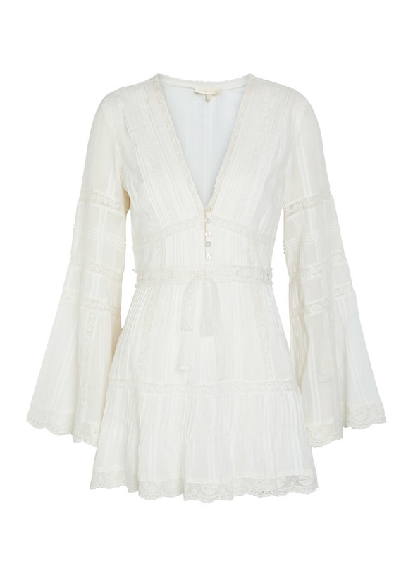 Photo: Loveshackfancy Kinsale Lace-trim Cotton Mini Dress White