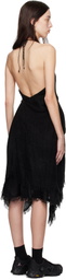 HYEIN SEO Black Fringed Crescent Midi Dress