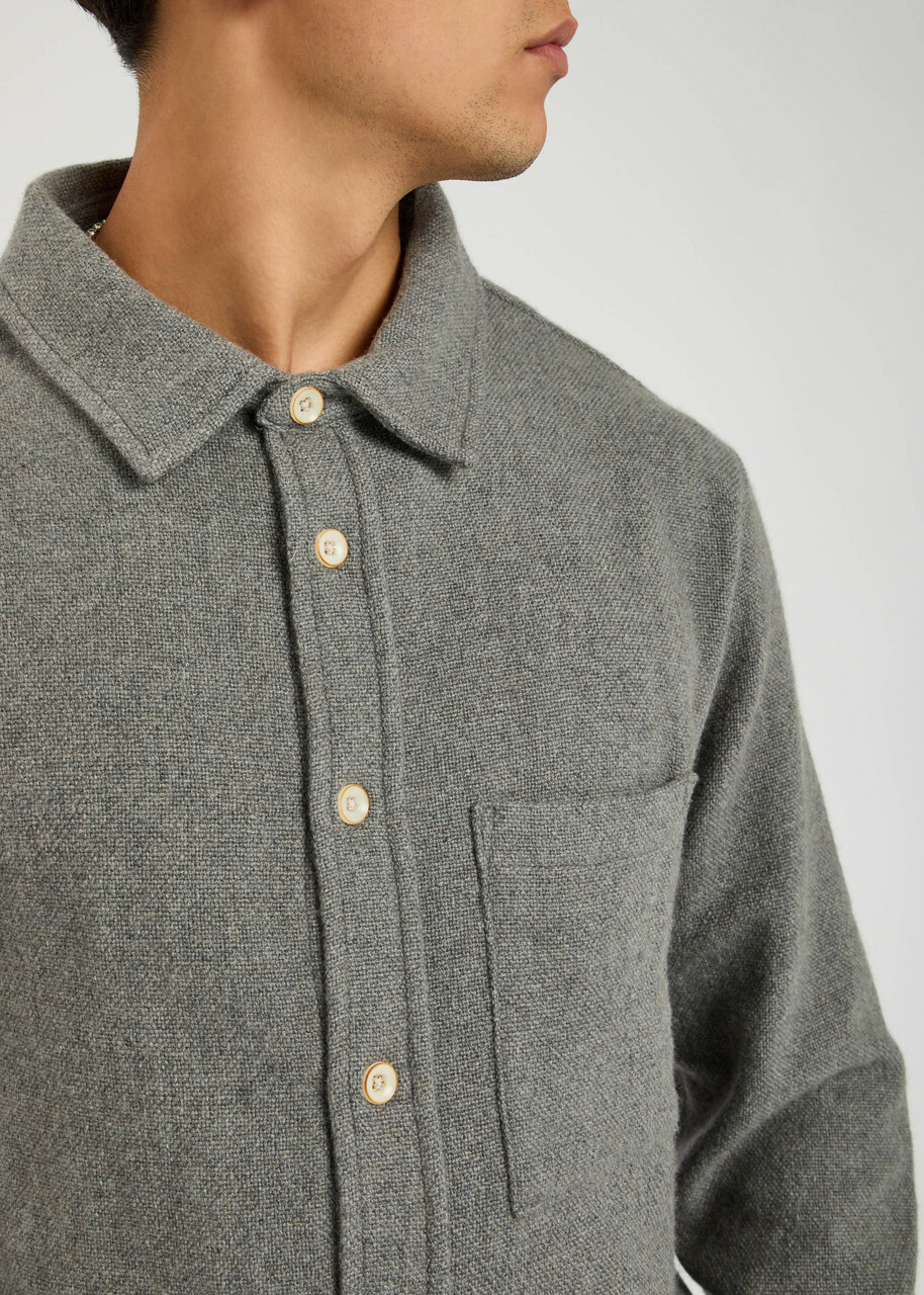 The Elder Statesman Melange Cashmere-woven Overshirt Light Grey