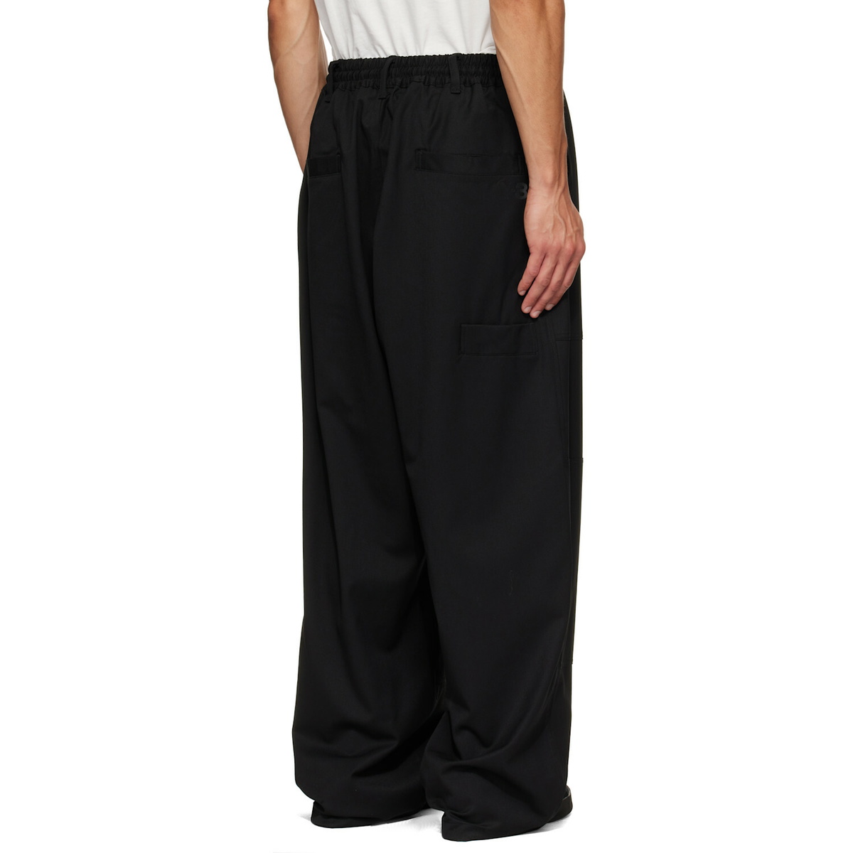 Y-3 Black Wool Wide Cargo Pants