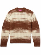 The Elder Statesman - Striped Ribbed Cotton and Cashmere-Blend Sweater - Brown