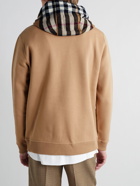 Burberry - Checked Cotton-Blend Jersey Hoodie - Neutrals