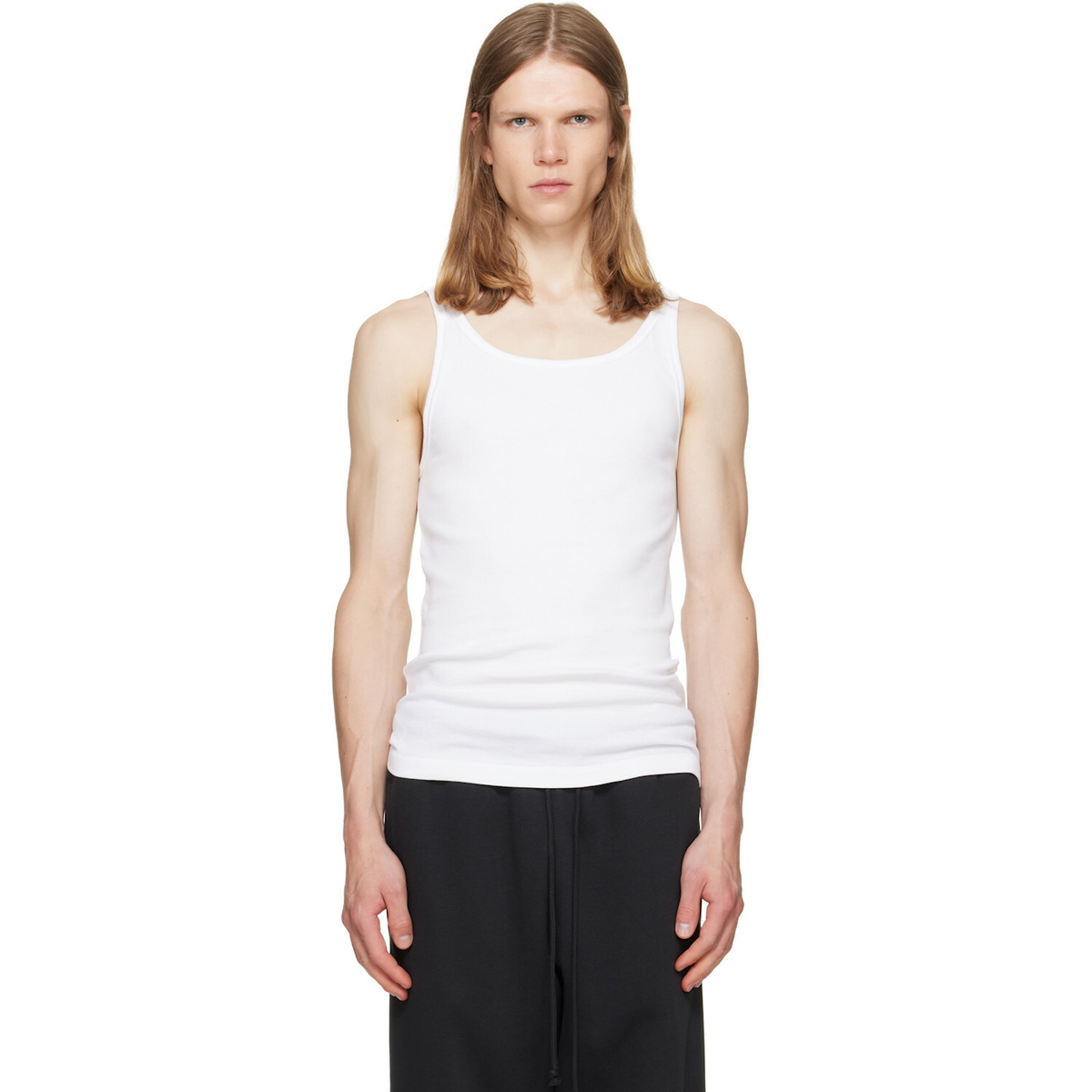 SKIMS Three-Pack White SKIMS Cotton Rib Tank Tops