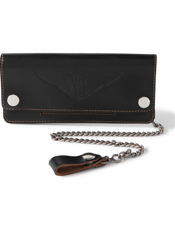Photo: RRL - Surveyor Logo-Embossed Leather Wallet with Chain