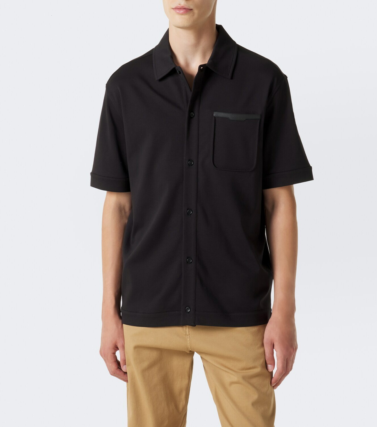 Moncler Leather-trimmed cotton shirt