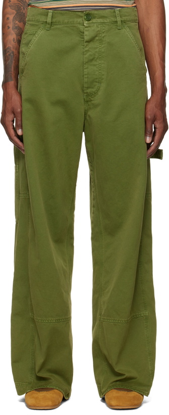 Photo: Marni Green Cotton Loose Workwear Trousers
