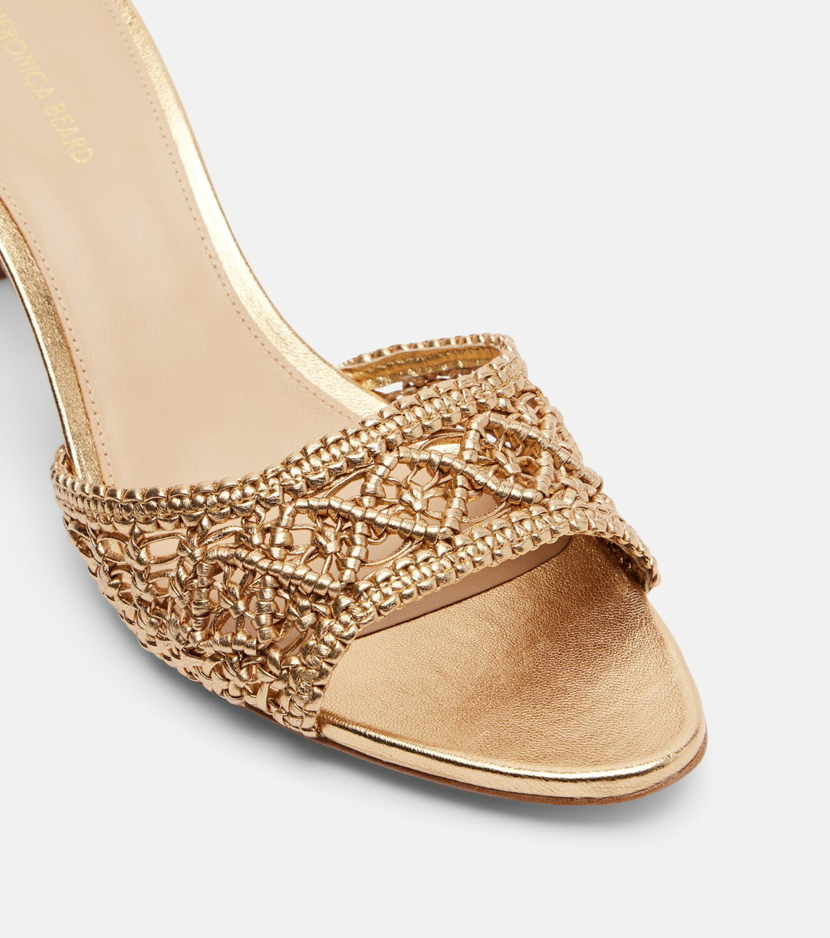 Veronica Beard Woven metallic leather mules