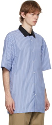 Dries Van Noten Blue Len Lye Edition Striped Graphic Short Sleeve Shirt