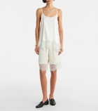 Staud Verano lace-trimmed silk satin Bermuda shorts