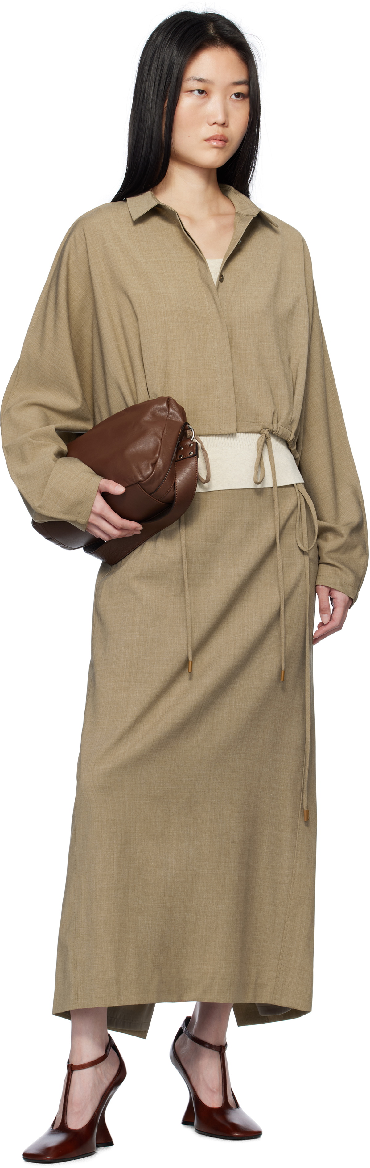 LE17SEPTEMBRE Beige Pencil Midi Skirt