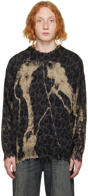 Photo: R13 Gray Bleached Charcoal Leopard Sweater