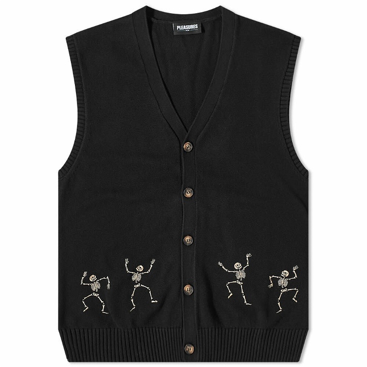Photo: Pleasures Men's Bones Vest Cardigan in Black