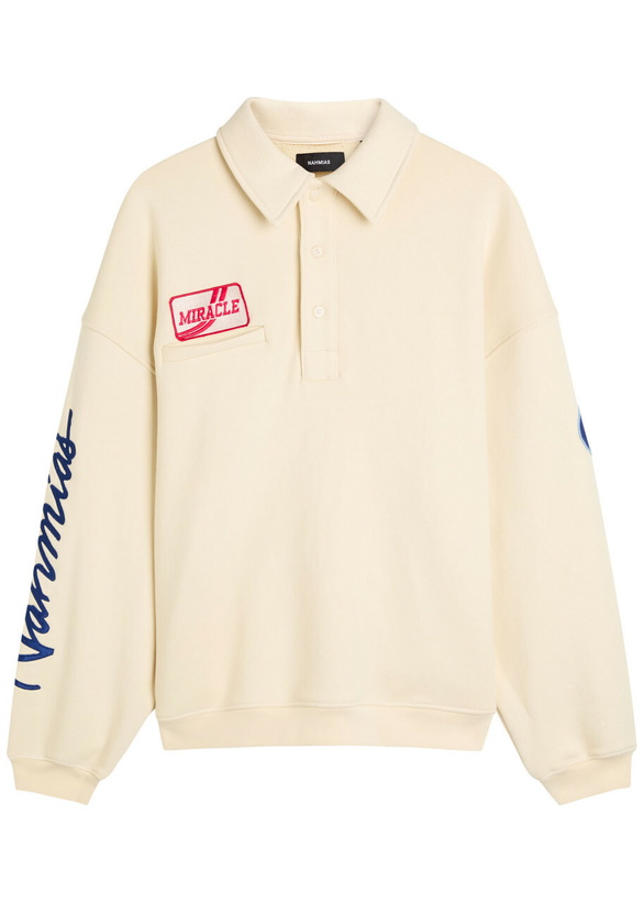Photo: Nahmias Embroidered Cotton Polo Sweatshirt Off White