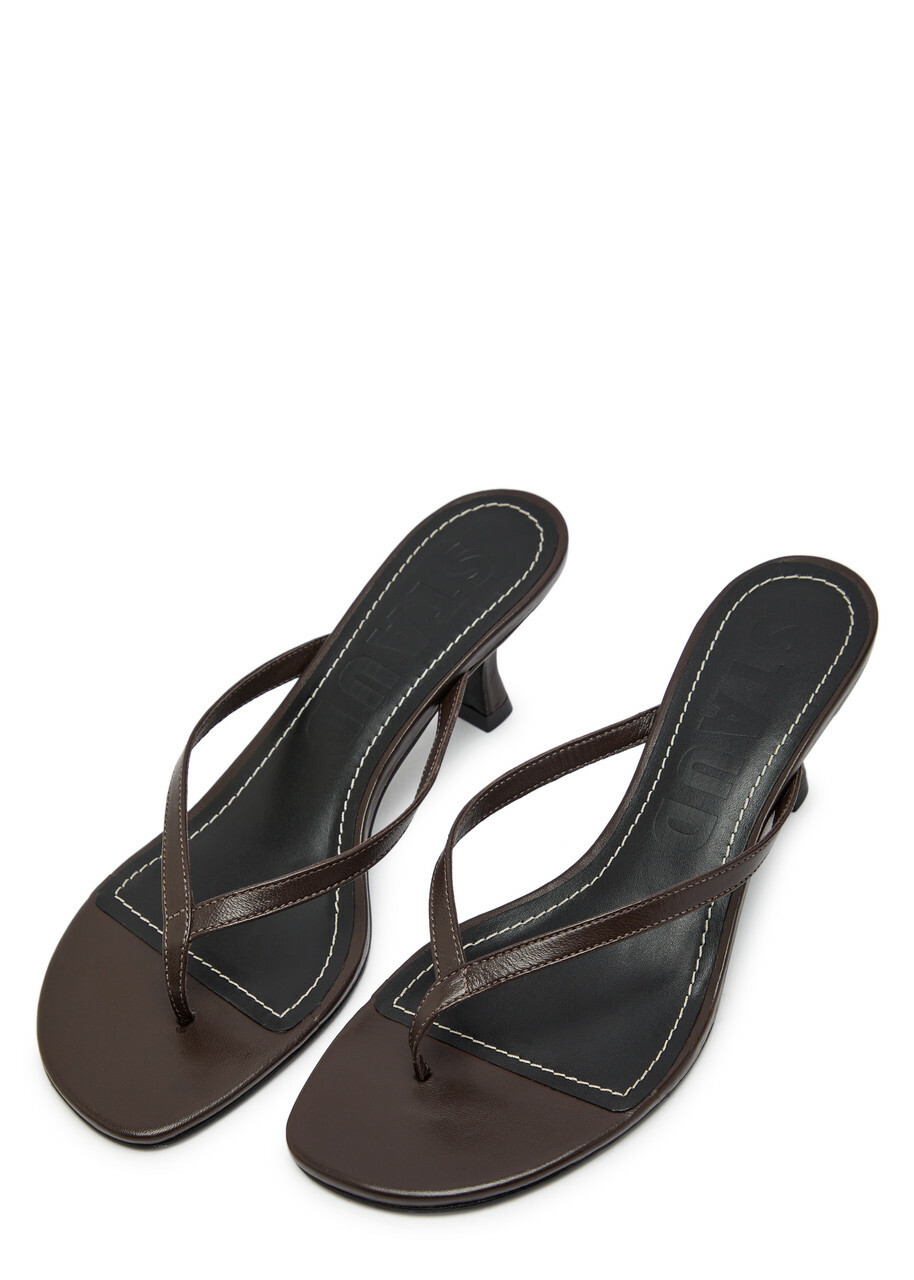 Staud Freja 60 Leather Mules Brown