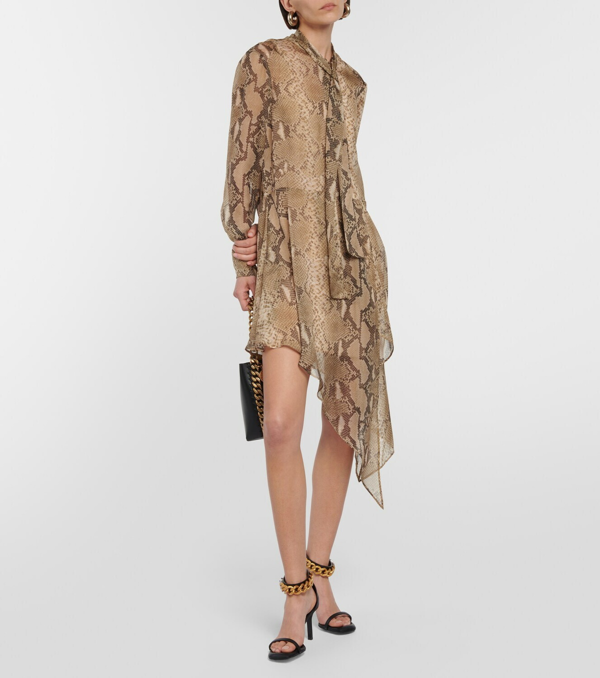 Stella McCartney Snake-effect silk chiffon shirt dress Stella McCartney